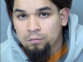 This Sunday, Feb. 26, 2023, booking photo provided by the Goodyear Police Department shows suspect Pedro Quintana-Lujan, 26.