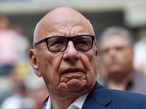 Rupert Murdoch, Chairman of Fox News Channel, watches the U.S. Open men's final match between Rafael Nadal and Kevin Anderson in New York on Sept. 10, 2017.