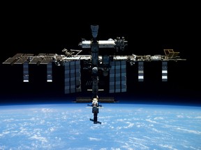 The International Space Station (ISS) is photographed by Expedition 66 crew member Roscosmos cosmonaut Pyotr Dubrov from the Soyuz MS-19 spacecraft, in this image released April 20, 2022.