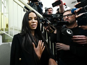 Karima El-Mahroug, a.k.a. Ruby, reacts on February 15, 2023 at a Milan special courthouse.