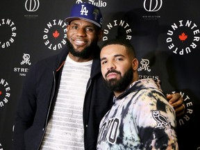 LeBron James (L) and Drake at the launch of UNINTERRUPTED Canada on August 2, 2019.