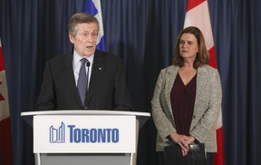John Tory makes his final speech before departing as the mayor of Toronto. Tory spoke with interim mayor Jennifer McKelvie who will take over until a by-election is held. Tory handed in his resignation after it was found out he had a relationship with a city staffer. on Friday, Feb. 17, 2023.