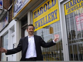 Harold Gerstel, the well known owner of Harold the Jewellery Buyer, is seen here in 2011 when he claimed a sign in the window of his competitor's store on Bathurst St. was confusing his customers and costing him cash. Gerstel and Omni Jewel Crafters owner Jack Berkovits have had a longstanding feud over the gold buying business.