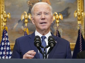 President Joe Biden speaks about Ukraine from the Roosevelt Room at the White House in Washington on Jan. 25, 2023.