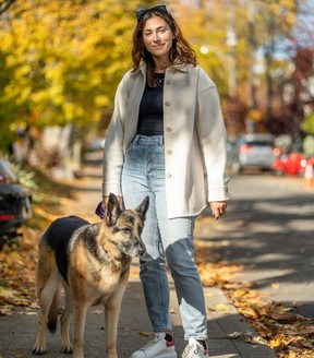 Sex assault survivor Anya Ettinger, with her support dog, still suffers from PTSD, panic attacks and anxiety. ANYA ETTINGER