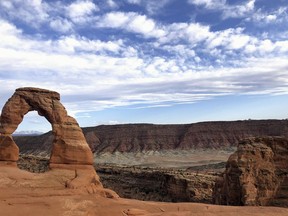 Delicate Arch is seen at Arches National Park on April 25, 2021, near Moab, Utah.