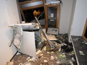 An exploded ATM in Germany is pictured in this photo provided by Europol.