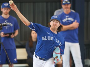 Toronto Blue Jays starting pitcher Kevin Gausman participates in spring training workouts at the Toronto Blue Jays Player Development Complex.
