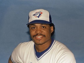 Toronto Blue Jays Jesse Barfield is shown in a 1988 file photo. The Canadian Baseball Hall of Fame's Class of 2023 includes Barfield, Denis Boucher, Rich Harden and Joe Wiwchar. They will be inducted on June 17 in a ceremony at the Hall of Fame grounds in St. Marys, Ont. THE CANADIAN PRESS/AP