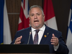 New Democrat MP Gord Johns is bringing forward a motion to the committee to expand the scope of the study. Johns speaks during a news conference, Wednesday, Oct. 5, 2022 in Ottawa.