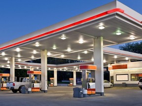 A retail gasoline station and convenience store in the U.S.