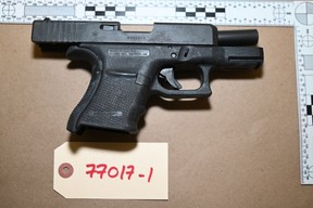 Officers interrupted a suspected auto theft and arrested two people -- seizing tools, key fobs, programming equipment consistent with stealing motor vehicles, a handgun, ammunition, fentanyl, cocaine, and crack cocaine -- in Etobicoke on Tuesday, Feb. 21, 2023.