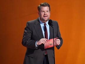 James Corden speaks onstage during the 65th GRAMMY Awards - Getty