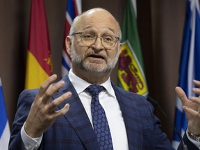Justice Minister and Attorney General of Canada David Lametti speaks during a news conference, Thursday, February 2, 2023 in Ottawa.