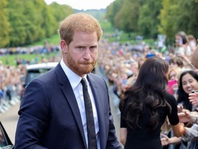 Prince Harry is pictured outside Windsor Castle in September 2022.