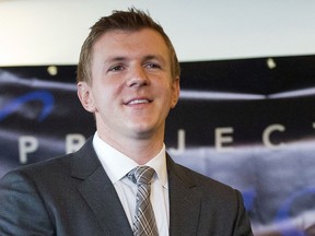 James O'Keefe, president of Project Veritas Action, waits to be introduced during a news conference at the National Press Club on Sept. 1, 2015, in Washington.