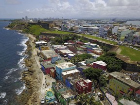 An aerial view of the seaside neighbourhood of La Perla, in San Juan, Puerto Rico, Aug. 25, 2017.