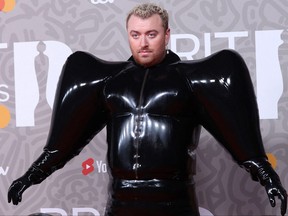 British singer Sam Smith poses on the red carpet upon arrival for the BRIT Awards 2023 in London on Feb. 11, 2023.
