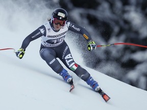 Elena Fanchini speeds down the course during an alpine ski, women's World Cup downhill, in Garmisch-Panterkirchen, Germany, on Jan. 21, 2017.