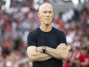 Toronto FCÕs Head Coach Bob Bradley is pictured before  MLS action against Charlotte FC   in Toronto on Saturday July 23, 2022.