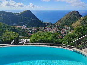 The view from Haiku House toward the town of The Bottom on Saba.