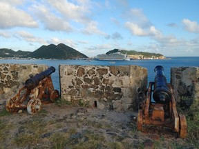 The rusting cannons of Fort Amsterdam guard the many cruise ships that make a port of call in St. Maarten.
