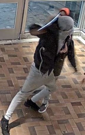 An image released by Toronto Police of a male wanted in an assault with a weapon at Spadina Station on Feb. 12, 2023.