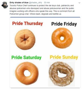 A post by Toronto Police Const. Firouzeh “Effy” Zarabi-Majd under her Dirty Shades of Blue Twitter account, which has been suspended.