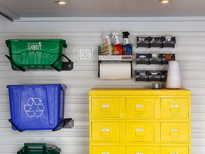 A bright yellow hue adds the perfect punch to this nine-drawer, vintage metal catalogue card cabinet.