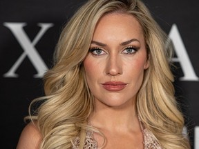 Paige Spiranac attends the TAO x Maxim Big Game Party at Southwest Jet Center on February 11, 2023 in Scottsdale, Arizona.