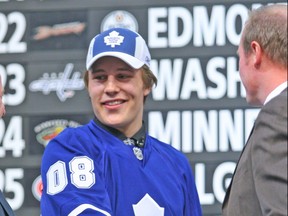 Luke Schenn after being picked 5th overall by the the Toronto Maple Leafs in the first round in 2008.