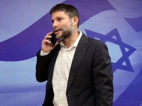Israeli Minister of Finance Bezalel Smotrich arrives to attend  the weekly cabinet meeting at the prime minister's office in Jerusalem March 5, 2023.