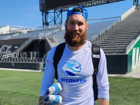 Former Argonauts QB McLeod Bethel-Thompson poses prior to a training camp workout for the  USFLs New Orleans Breakers in Birmingham, Ala.