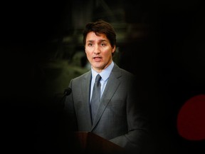 Prime Minister Justin Trudeau attends a joint news conference with European Commission President Ursula von der Leyen (not pictured) at the Canadian Forces Base (CFB) Kingston in Kingston, Ontario, March 7, 2023.