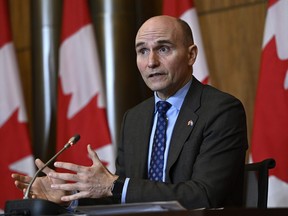 Minister of Health Jean-Yves Duclos speaks during a news conference on the COVID-19 pandemic and other public health concerns, in Ottawa, on Friday, March 10, 2023.