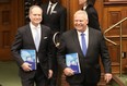 Ontario Finance Minister Peter Bethlenfalvy (left) and Premier Doug Ford arrive to table the provincial budget at the legislature at Queen's Park in Toronto on Thursday, March 23, 2023.