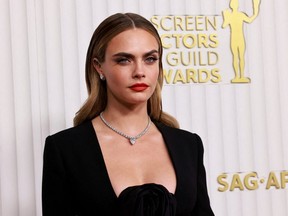 Cara Delevingne attends the 29th Screen Actors Guild Awards at the Fairmont Century Plaza Hotel in Los Angeles, Feb. 26, 2023.