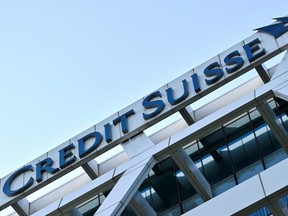 A view of the Credit Suisse logo on a building in Singapore, Thursday, March 16, 2023.