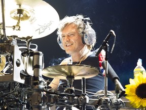 Drummer Rick Allen of the British metal band Def Leppard performs at the Bell Centre in downtown Montreal on Monday, July 16, 2012.