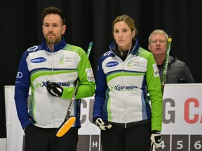 Lisa Weagle (right) and John Epping are among the 32 teams taking part in the Canadian mixed doubles curling championship in Sudbury.