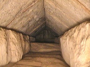 A hidden corridor inside the Great Pyramid of Giza that was discovered by researches from the the Scan Pyramids project by the Egyptian Tourism Ministry of Antiquities is seen in Giza, Egypt March 2, 2023.