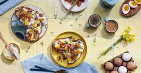 Jammy Egg Toasts with Herb Cream Cheese – supplied