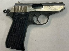 An image released by Peel Regional Police of a replica gun allegedly seized during a search warrant related to an attempted murder in Brampton.