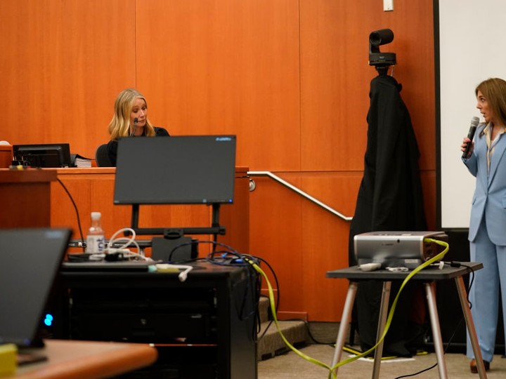  Gwyneth Paltrow takes the witness stand to testify. (Photo by Rick Bowmer-Pool/Getty Images)