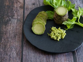 A plate of Japanese horseradish or wasabi