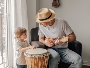 The Trews drummer Chris Gormley with his son Patrick.