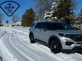 An image of Heather Street in Caledon from the OPP after two people were found dead in a home.