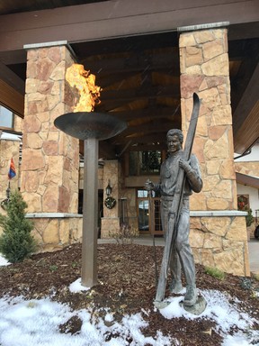 A reminder of the Olympic triumph of Stein Eriksen greets guests to the luxury ski hotel bearing his name. CYNTHIA MCLEOD/TORONTO SUN