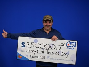 Jerry Carpenter, of Terrace Bay, wins $2.5 million in the LOTTO 6/49 Classic Jackpot on Dec. 28, 2022, sharing the jackpot with another ticket in Ontario.