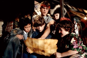 Actors Ke Huy Quan, Sean Astin, Josh Brolin, Corey Feldman and Jeff Cohen star in The Goonies.